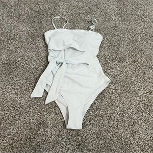 NWT White One Piece Tie Cut Out Swimsuit